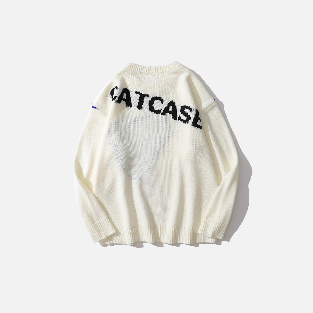 Y2K Strickpullover mit großem Herzmotiv und Rundhalsausschnitt