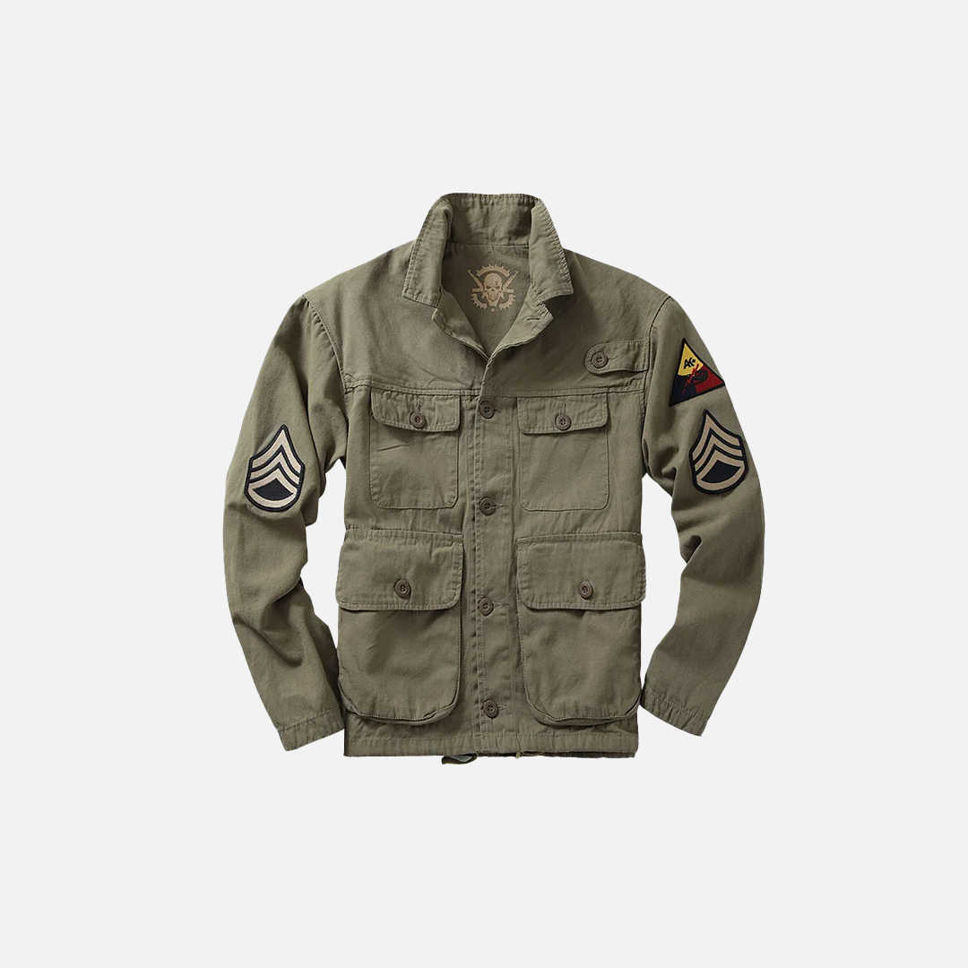 Vintage Militär Mehrlagen-Tankjacke aus gewaschenem Material