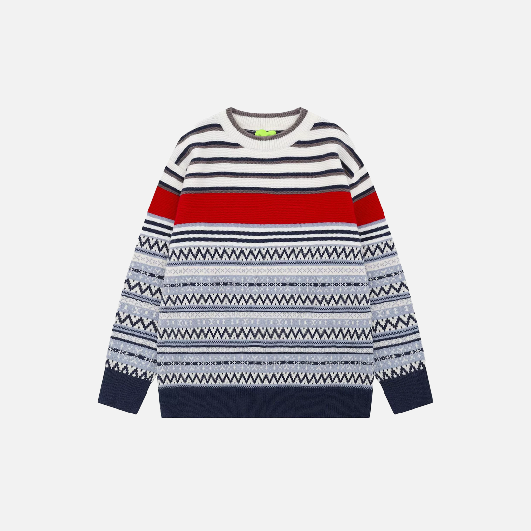 Pull décontracté en maille à rayures colorées et polyvalent, style hip-hop