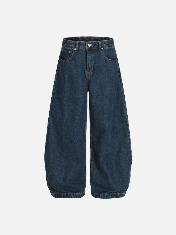 Atmungsaktive Streetwear-Jeans mit weitem Bein und hohem Bund