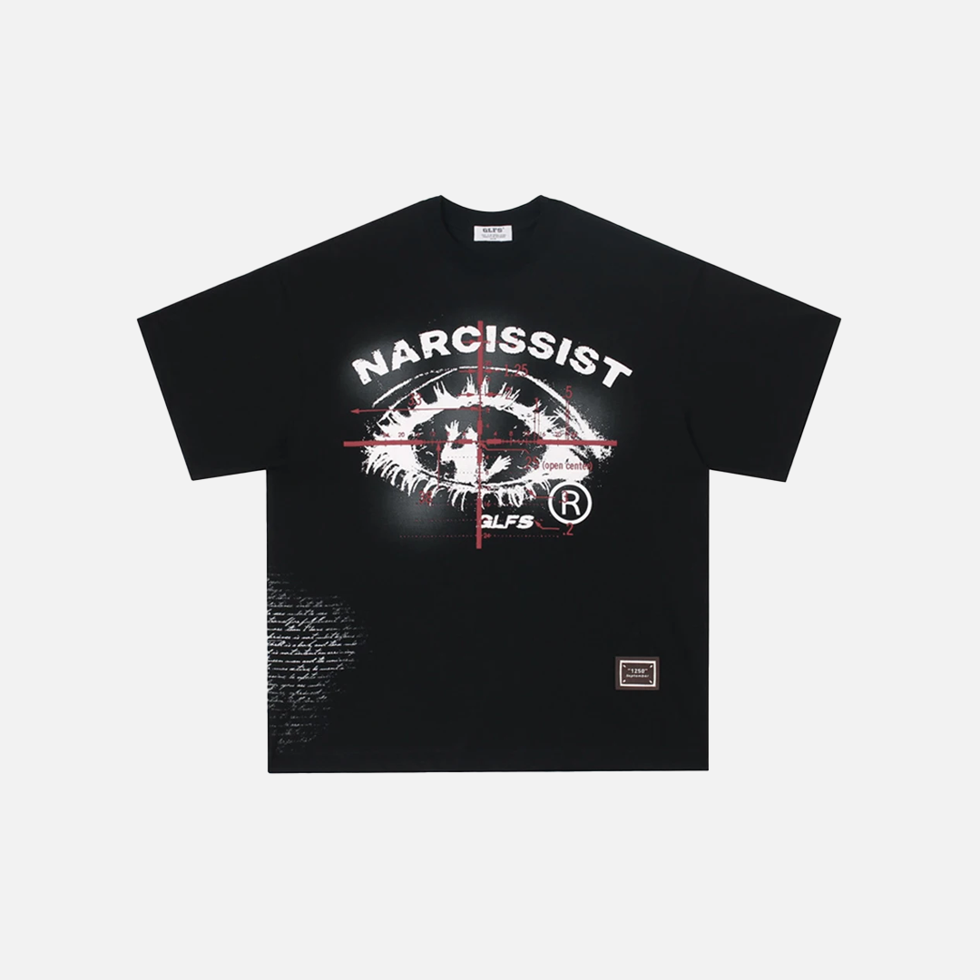 Kurzarm-T-Shirt aus Baumwolle mit grafischem Augenprint, lockerer Passform