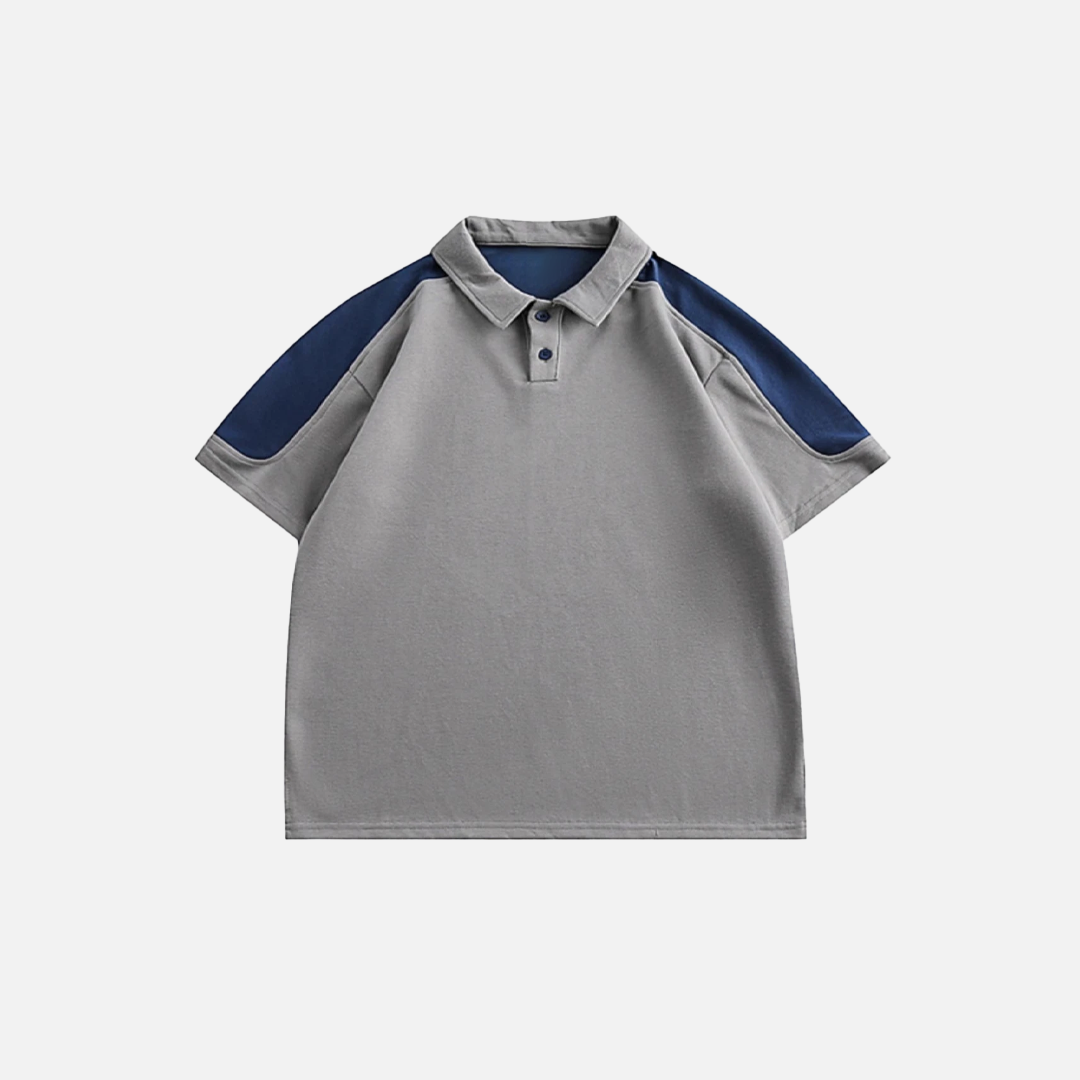 Polo-Freizeit-T-Shirt im amerikanischen Retro-Stil mit Farbblockmuster