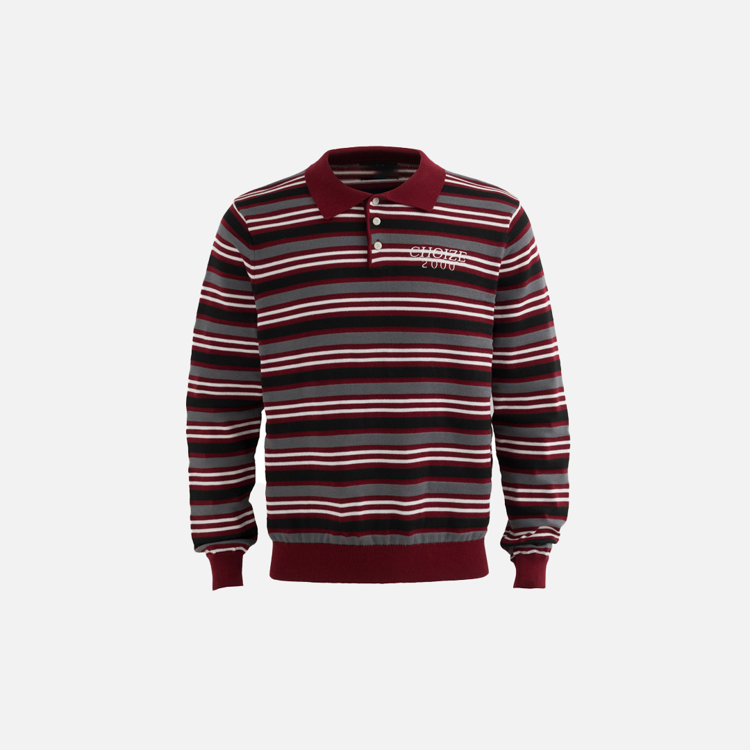 Pull polo rayé à col tendance