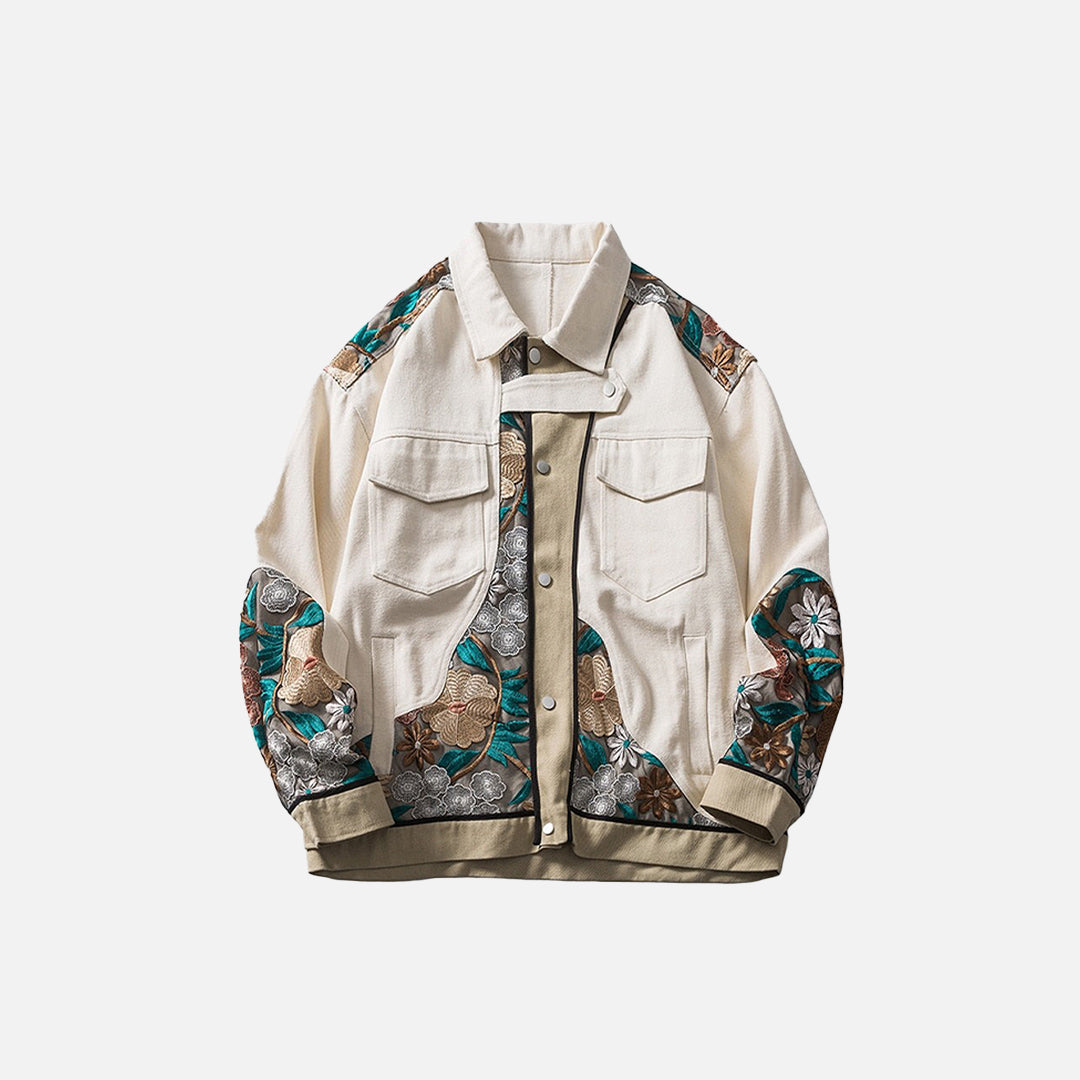 Jeansjacke mit Blumenmuster