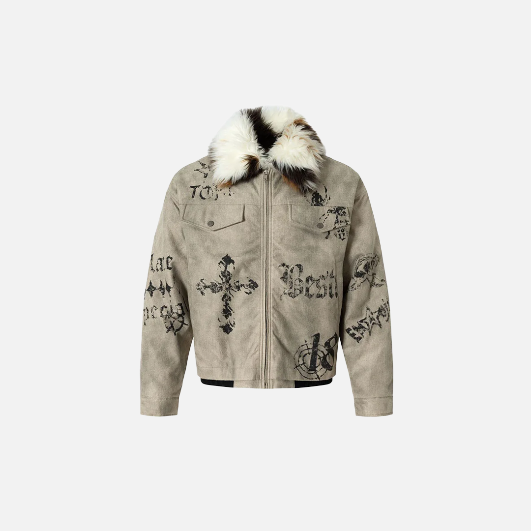 Hochwertige, warme Jacke mit Stehkragen aus Kunstpelz