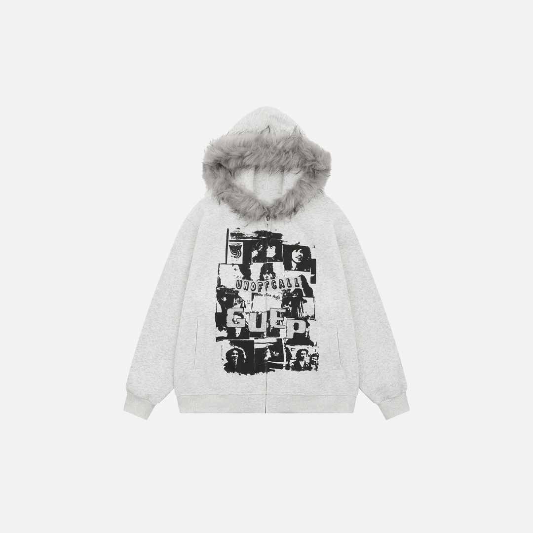 Streetwear Y2K Oversized Kapuzenpullover aus Kunstpelz