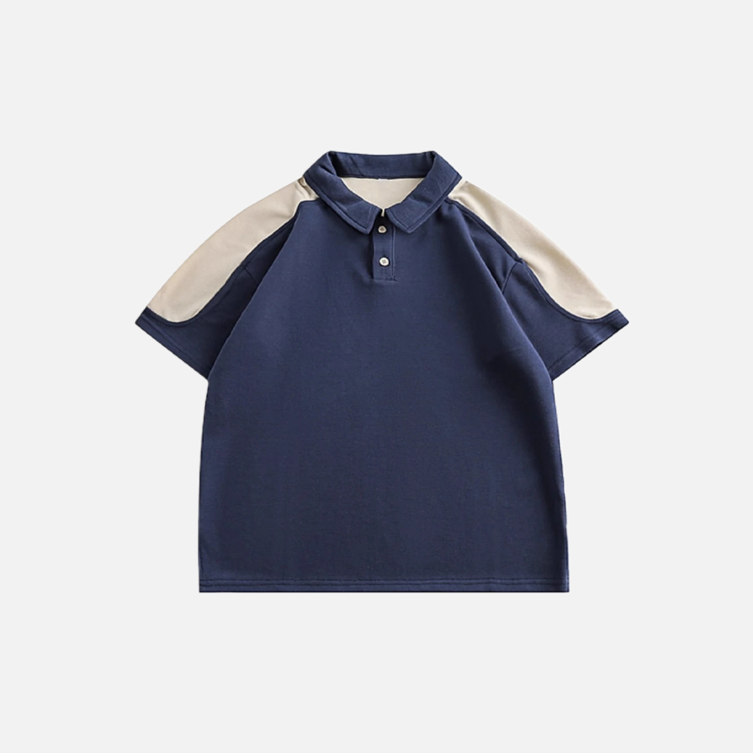 Polo-Freizeit-T-Shirt im amerikanischen Retro-Stil mit Farbblockmuster
