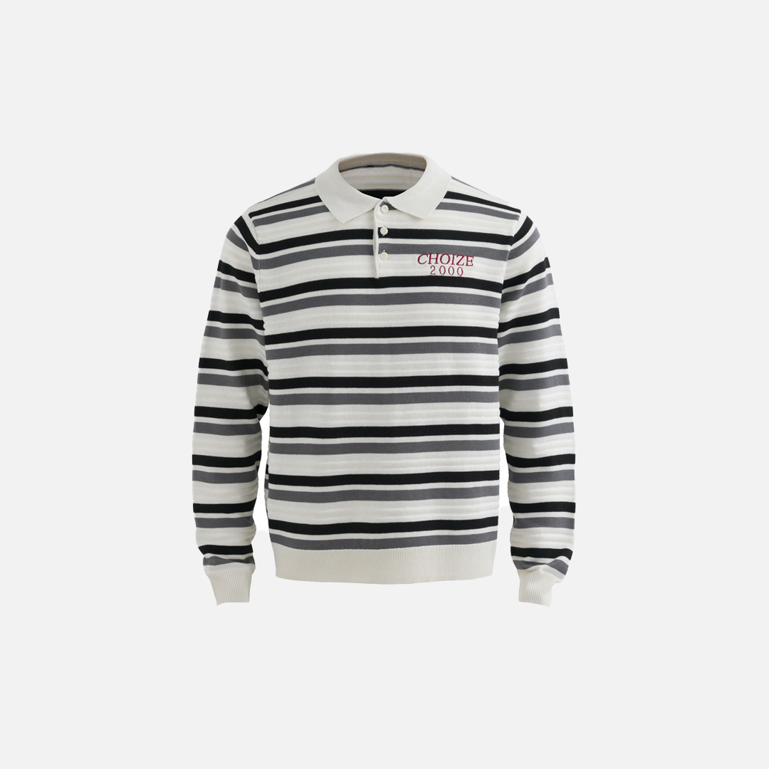 Pull polo rayé à col tendance