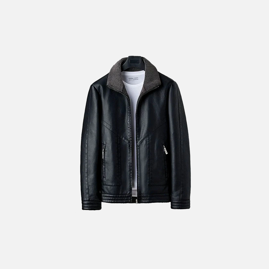 Luxuriöse französische Kunstpelzlederjacke
