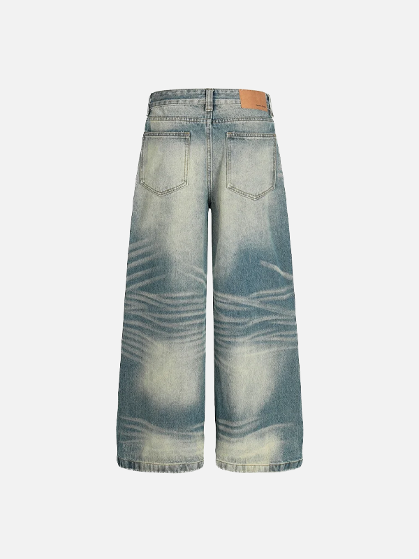 Vintage-Jeans mit Used-Look, Rissen und weitem Bein