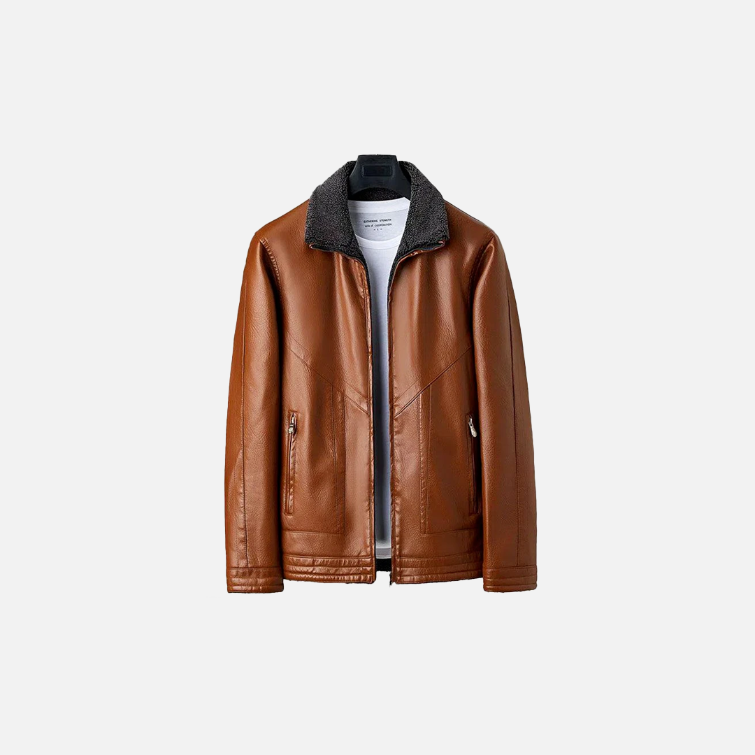 Luxuriöse französische Kunstpelzlederjacke