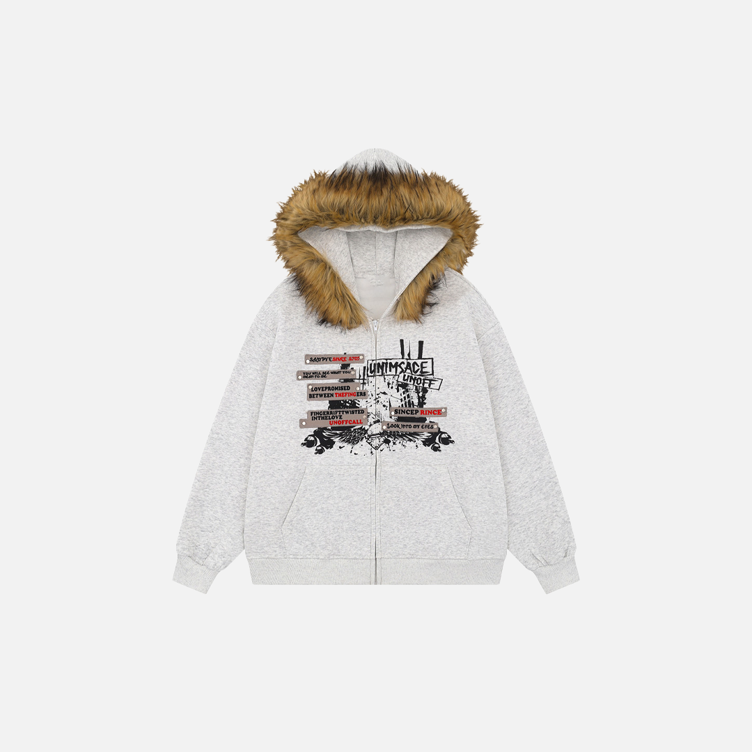 Stilvolles Oversize-Sweatshirt mit abnehmbarer Kapuze aus Kunstpelz