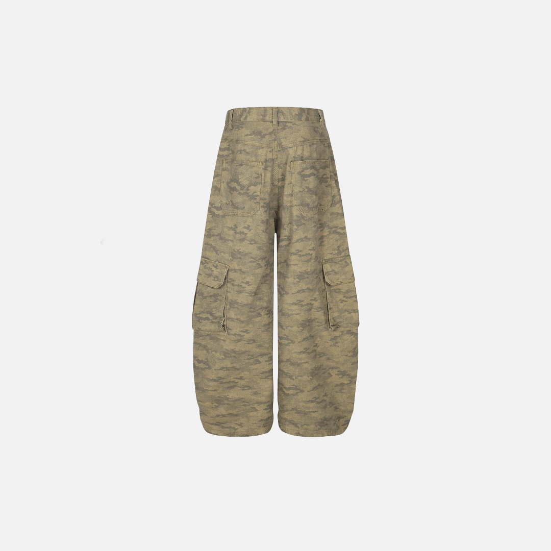 Streetwear Dark Punk Camouflage Utility Wide Leg Jeans
