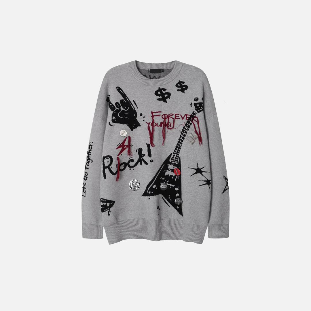 Pull à franges tricoté de qualité supérieure, style gothique, dessin animé