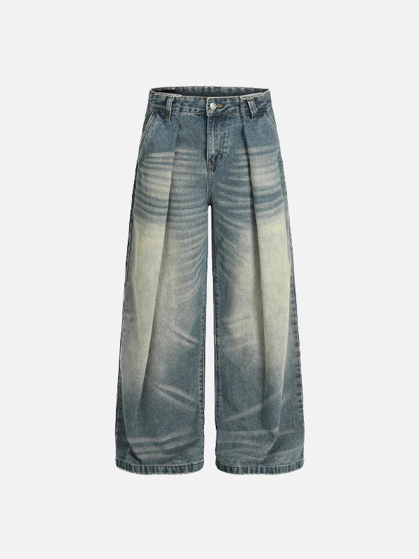 Vintage-Jeans mit Used-Look, Rissen und weitem Bein