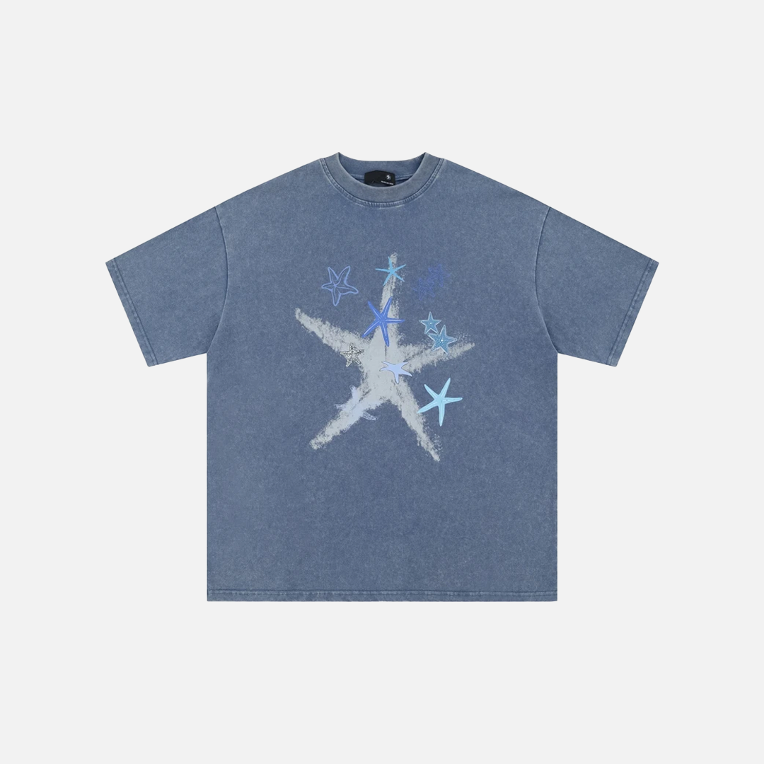 T-shirt hip-hop à imprimé étoile de mer signature