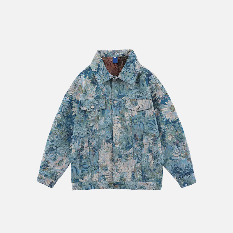 Jeansjacken mit Blumenjacquardmuster
