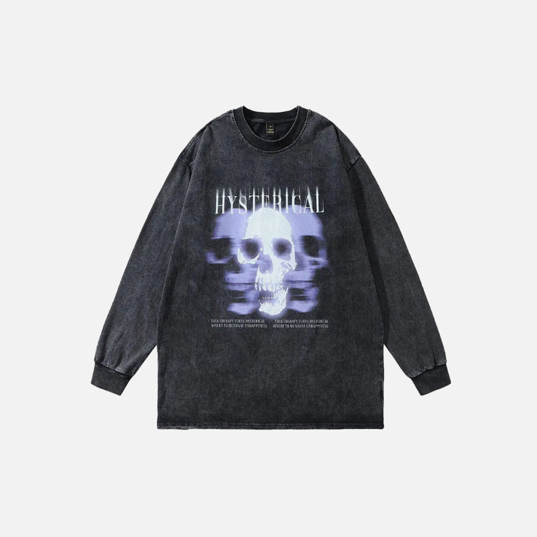 Langärmeliges T-Shirt mit Totenkopfmotiv und Hysterical Therapy