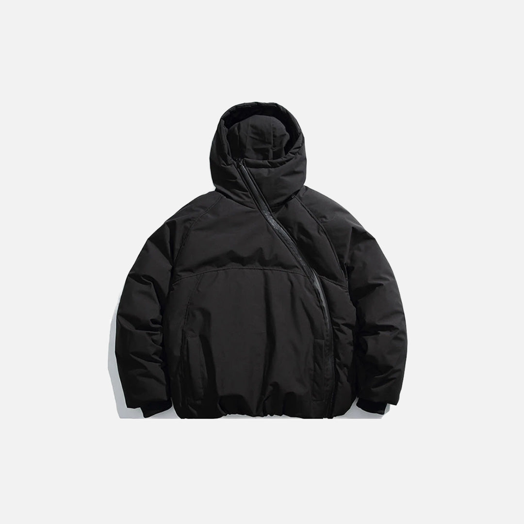 Steppjacke mit Kapuze und überkreuztem Reißverschluss