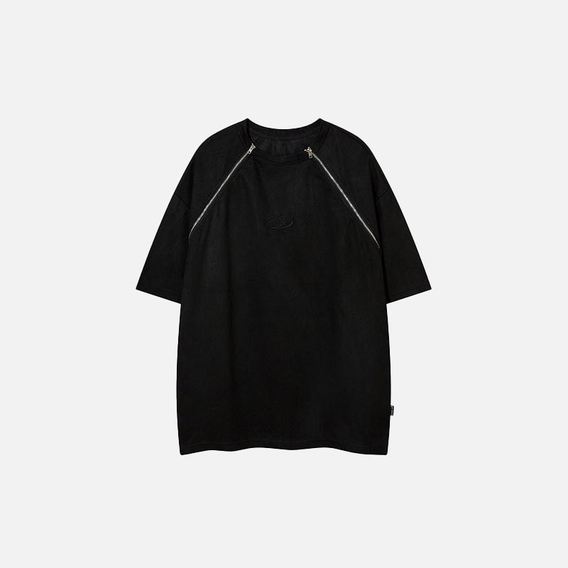 Lockeres T-Shirt mit seitlichem Reißverschluss