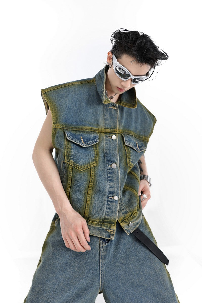 Handbemalte Jeansweste