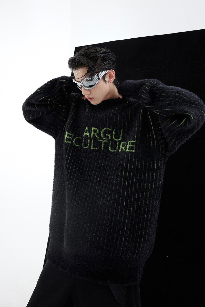 Schwer gestrickter Logo-Pullover