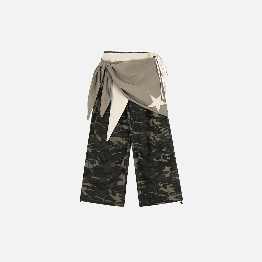 Y2K Cool Camo Vibe Jogginghose mit Kordelzug und weitem Bein