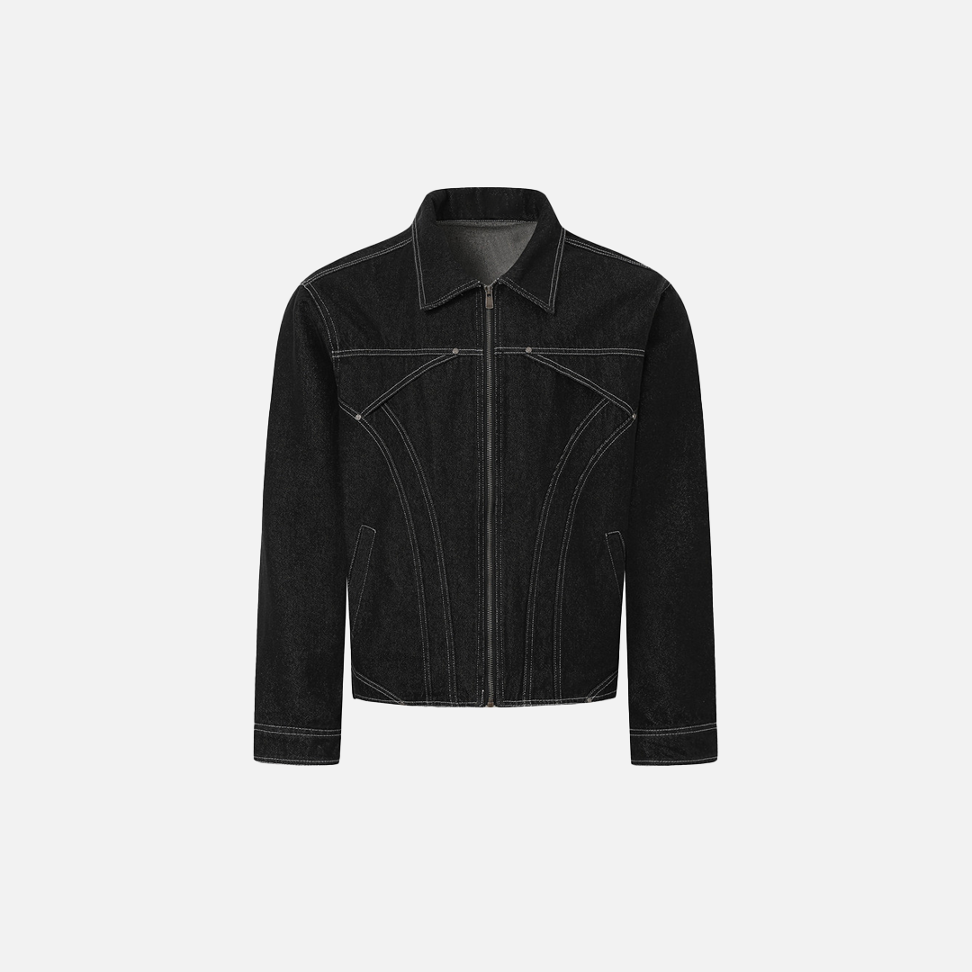 Veste en jean patchwork déstructurée et résistante