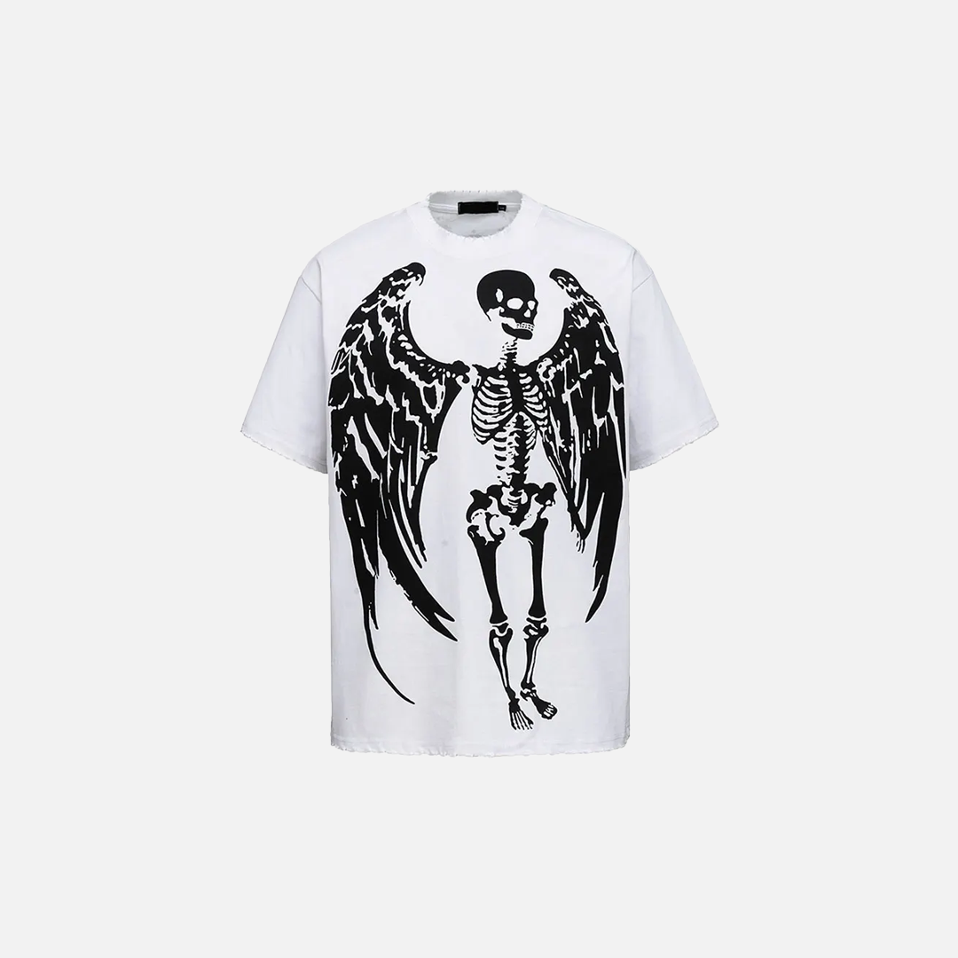 Gothic Angel Skull Skeleton Graphic Printed T-Shirt