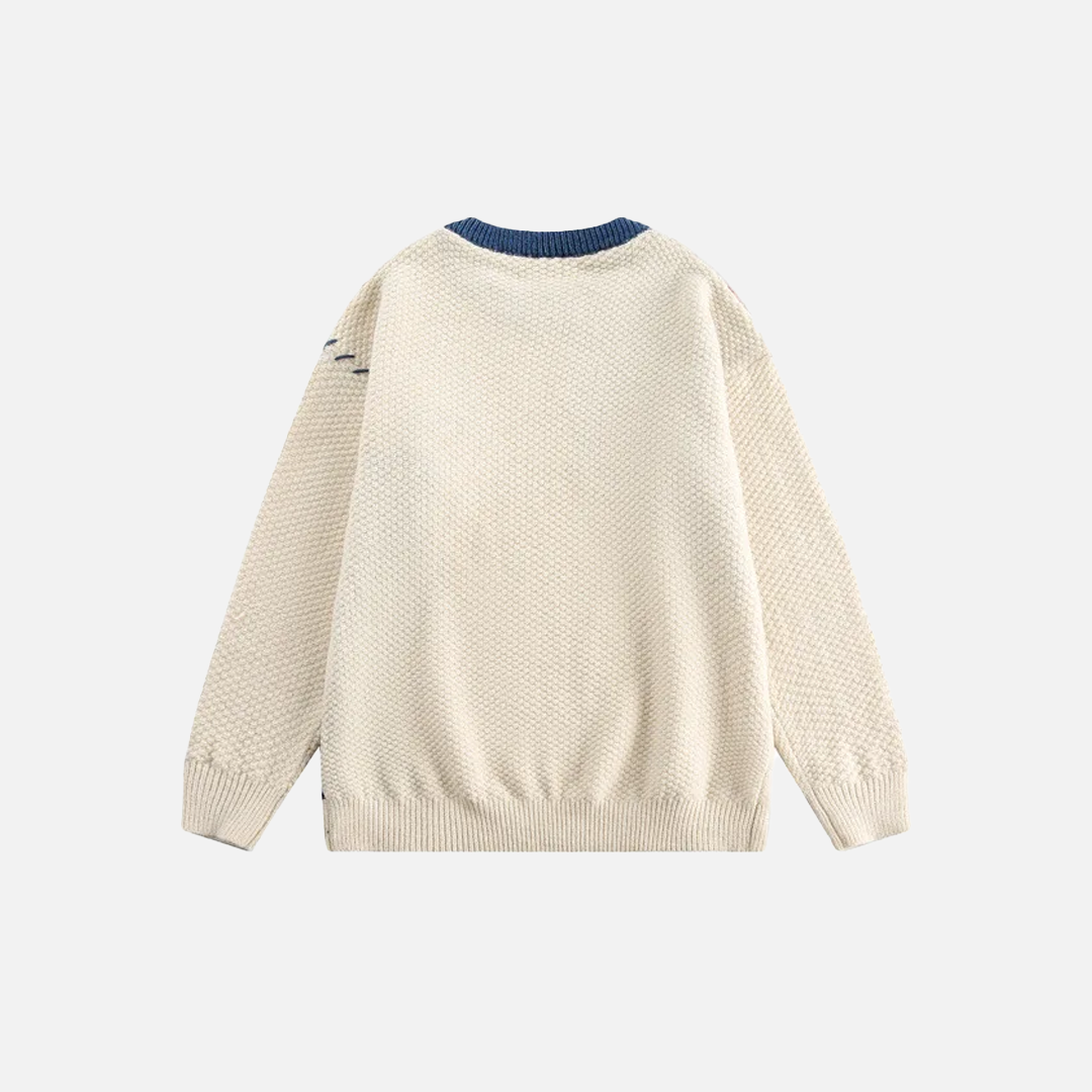 Pull en maille patchwork color block confortable et raffiné