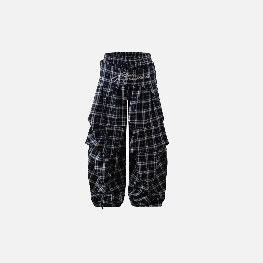 Trendige Streetwear-Hosen mit Karomuster und Buchstabenmuster
