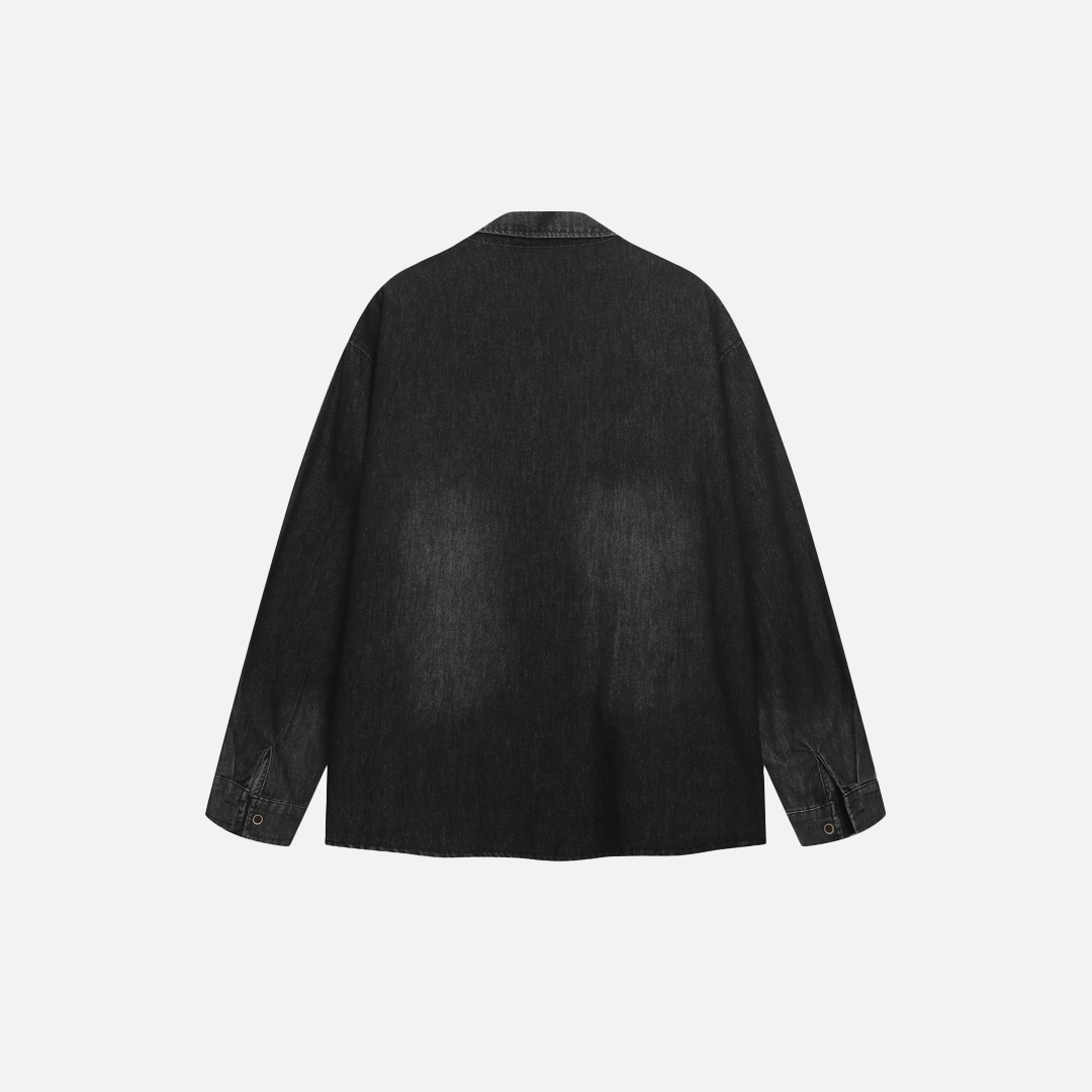 Chemise en jean respirante vintage brodée d'ours