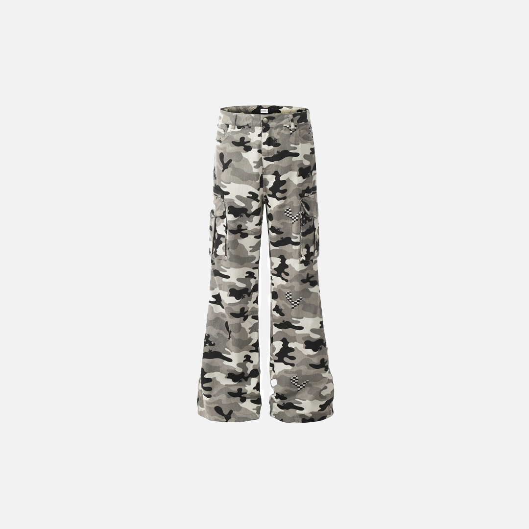 Vintage leichte graue Camouflage-Cargohose