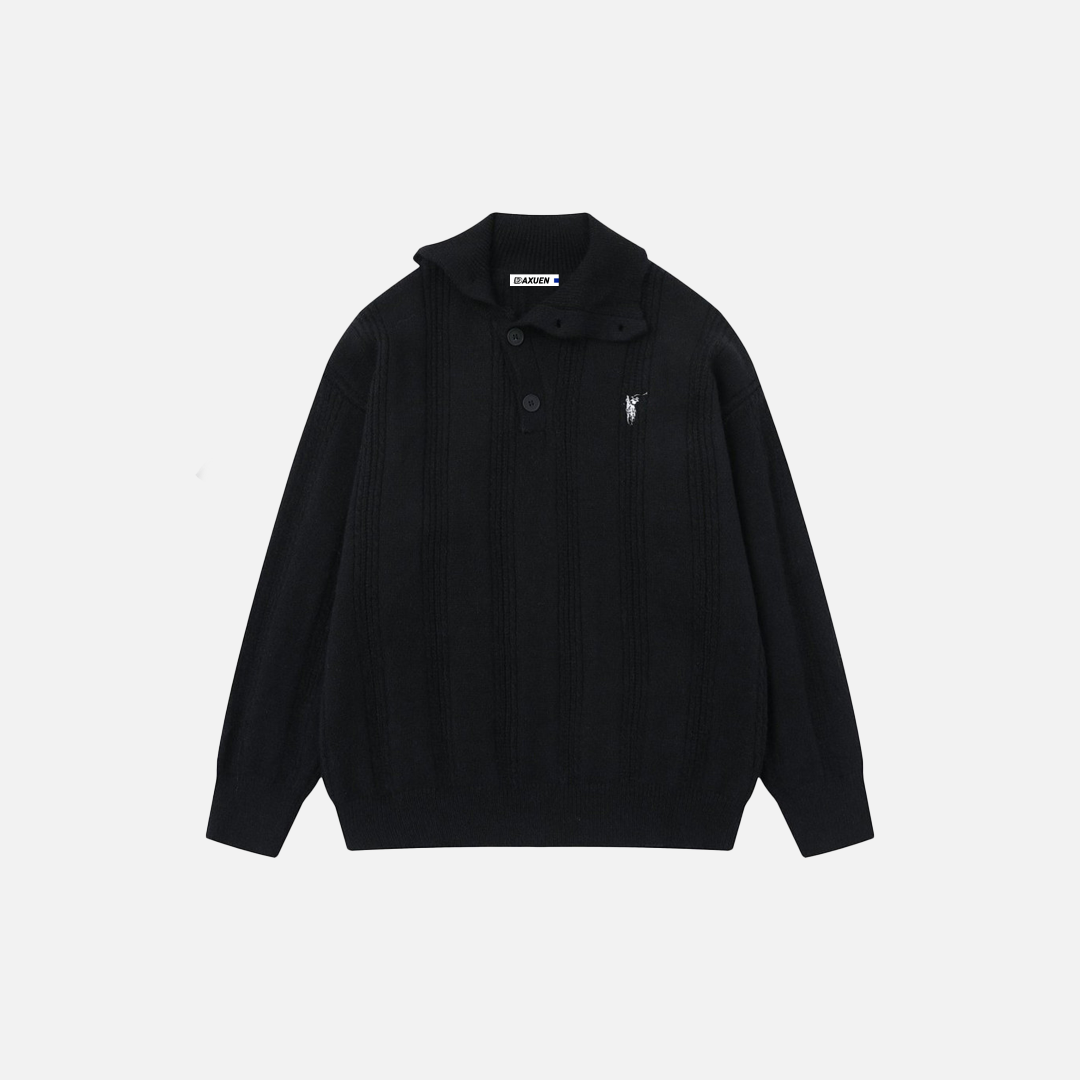 Pull à col montant boutonné en jacquard confortable pour homme