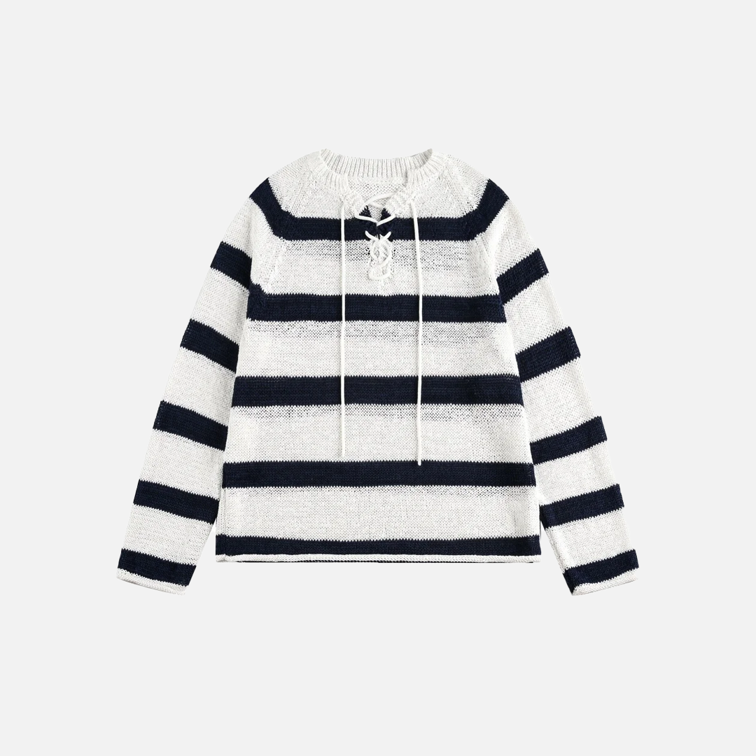 Pull en maille à rayures peluche Y2K