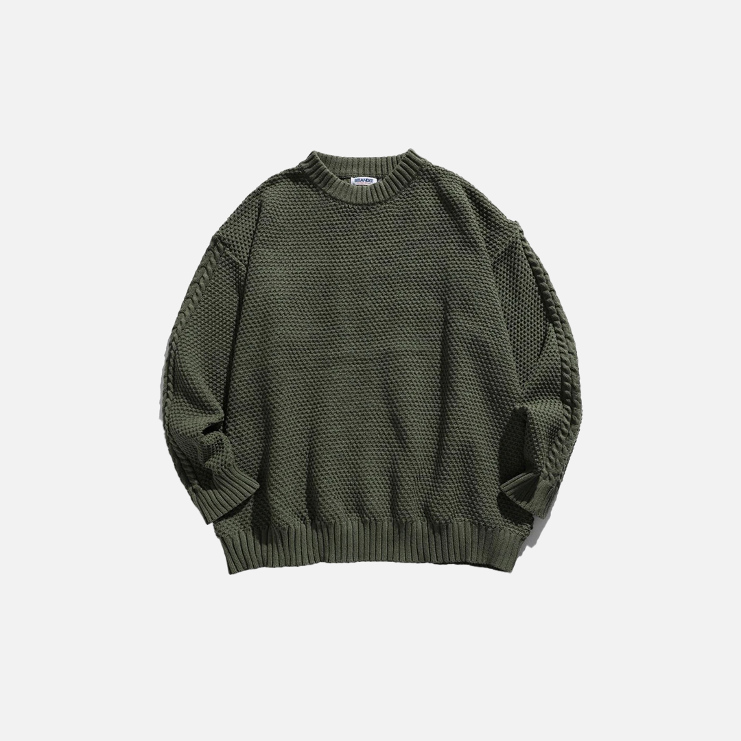 Gemütlicher, einfarbiger Vintage-Pullover mit lockerem Strickmuster