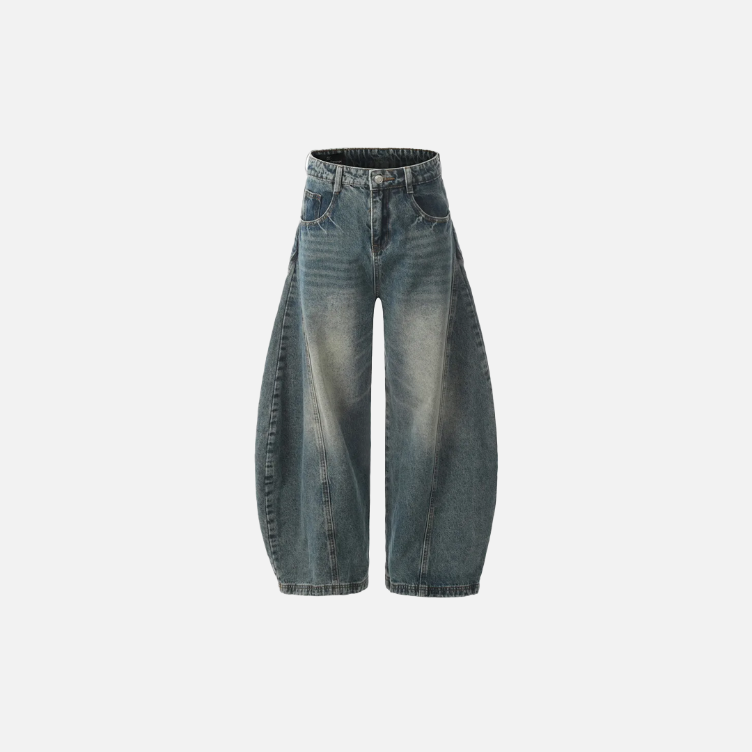 Streetwear Retro Washed Distressed Wide Leg Jeans