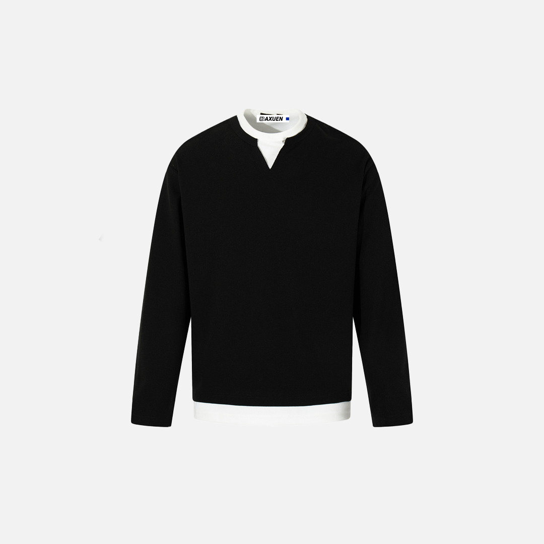 Elegantes, hochwertiges Langarm-T-Shirt mit V-Ausschnitt
