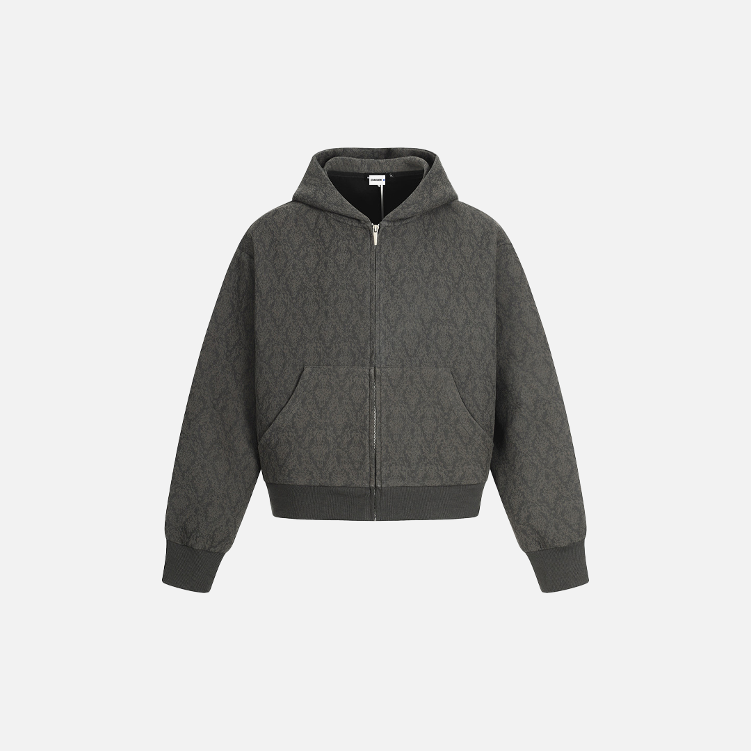 Stilvoller Kapuzenpullover mit Rautenmuster und Reißverschluss