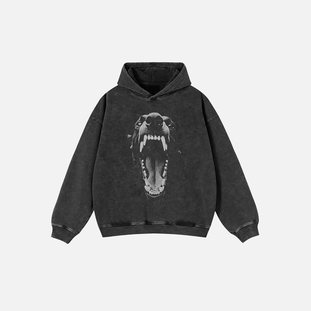 Oversized-Hoodie mit Wildtiermotiv, gewaschen