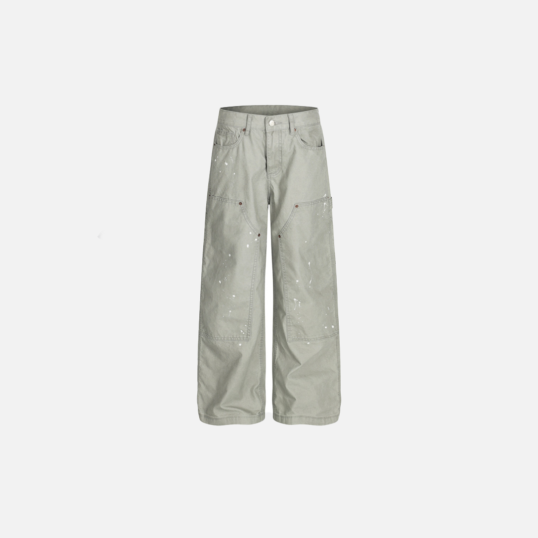 Punk Vintage Cargohose mit weitem Bein und Farbspritzern