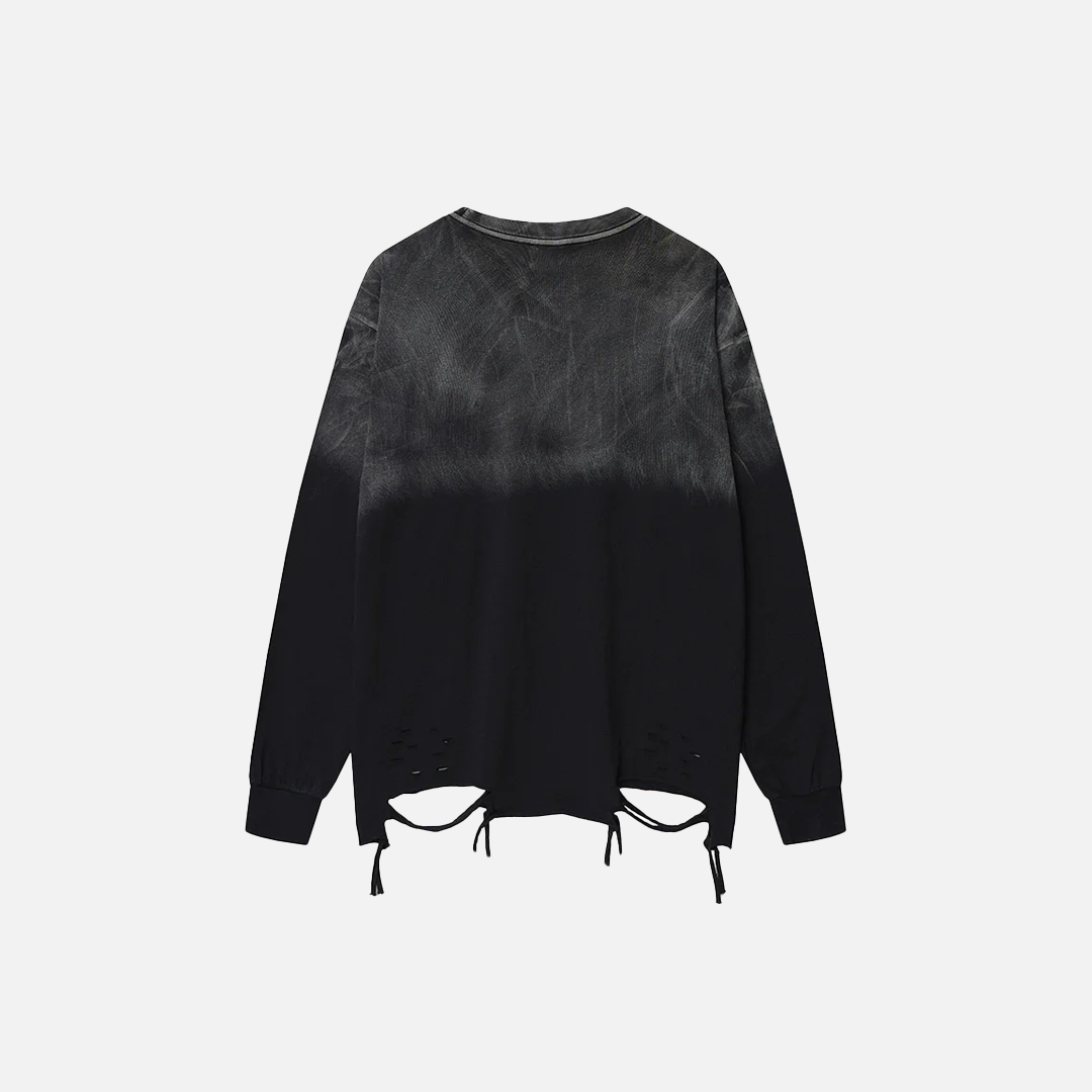 T-shirt à manches longues déchiré et usé, style gothique souple