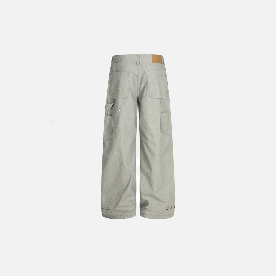 Punk Vintage Cargohose mit weitem Bein und Farbspritzern