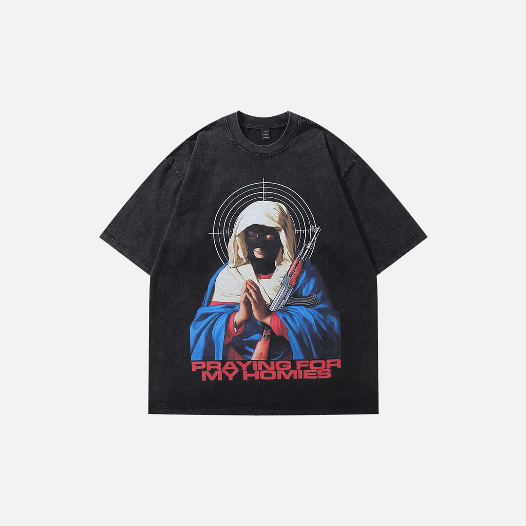 T-shirt vintage surdimensionné et humoristique Vierge Marie