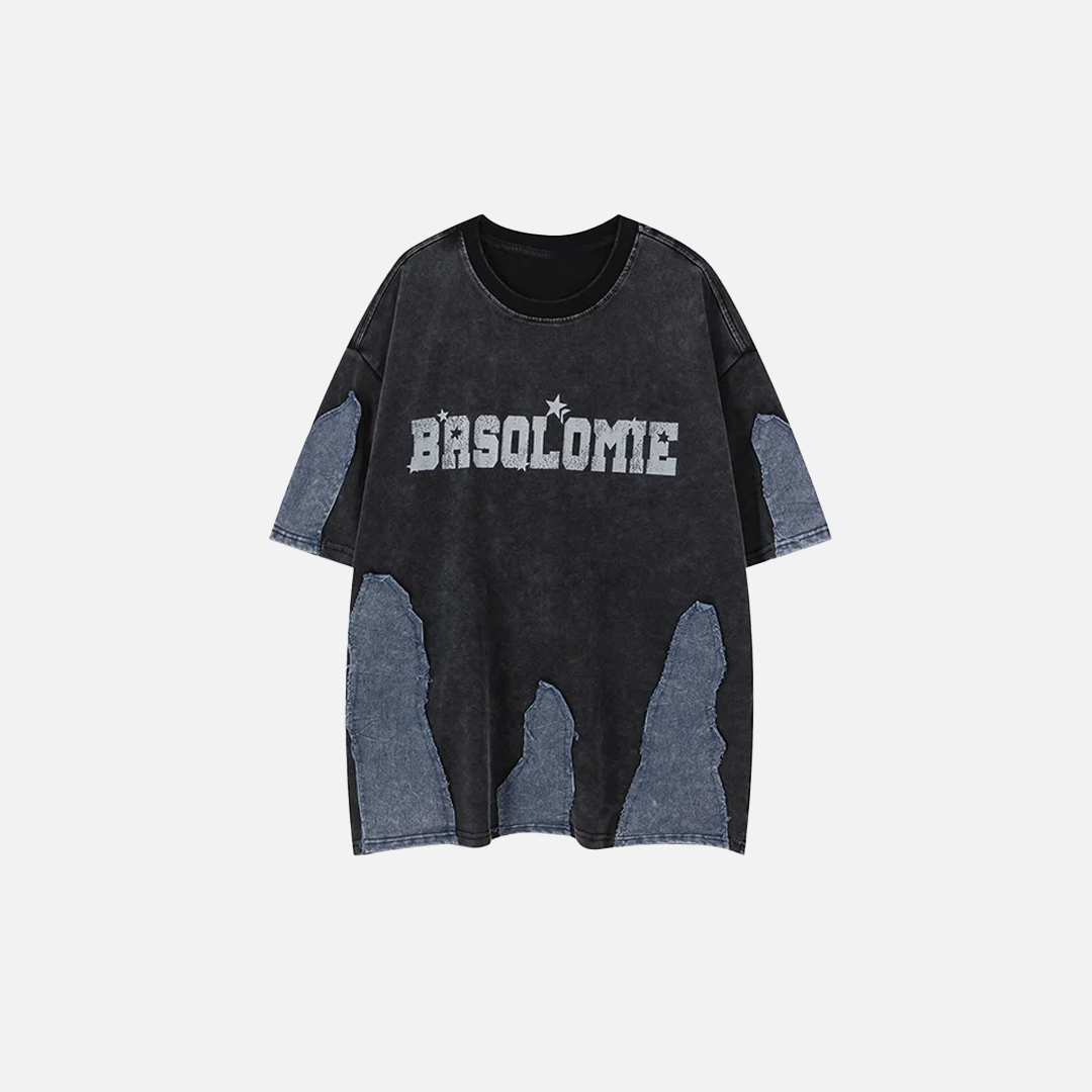 T-shirt oversize imprimé streetwear avec patchwork