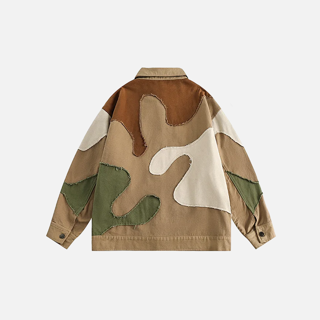 Streetwear Camouflage Color Block Hip Hop Denimjacke