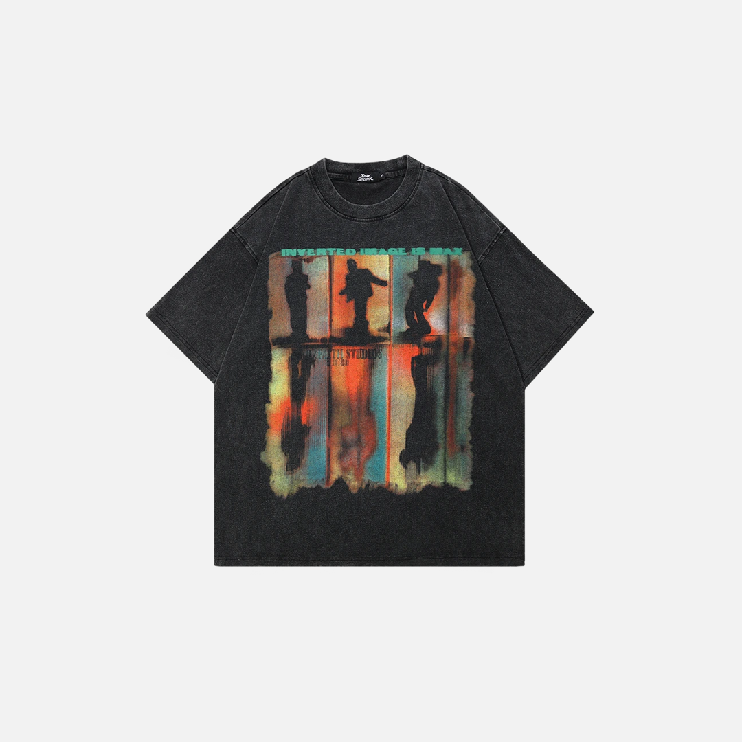 T-shirt oversize vintage en coton à motif graphique ombré