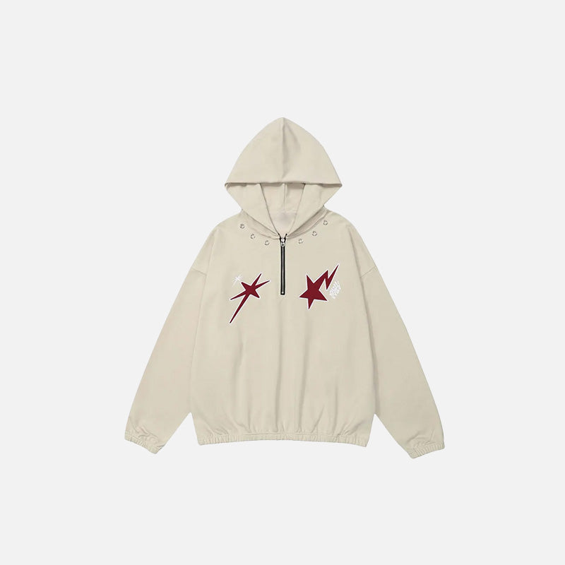Kapuzenpullover mit lockerer Sternenstickerei