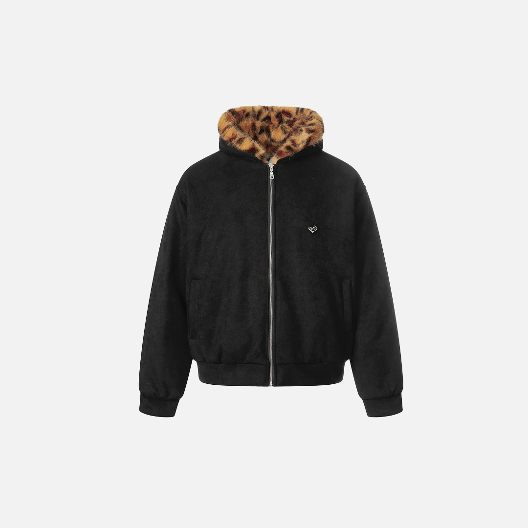 Parka mit dicker Steppjacke und Pelzkragen im Tigerprint-Design