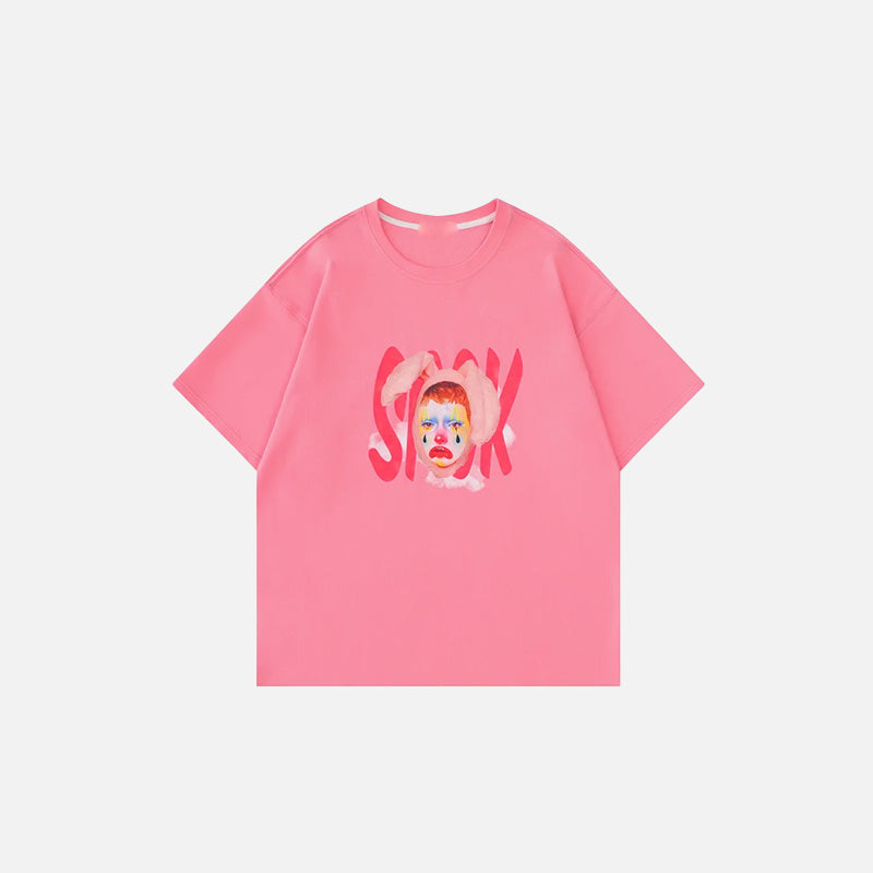 Übergroßes T-Shirt mit künstlerischem Gesichtsdruck